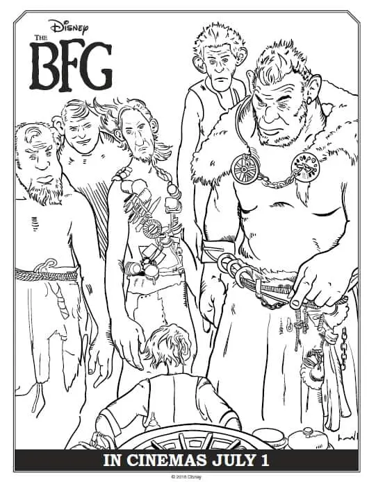 BFG Coloring Sheets Printable Bad Giants Scene