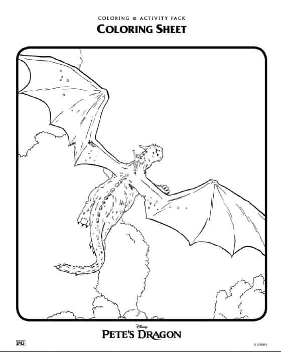 Disney's Pete's Dragon Coloring Sheets Pete flying on Elliots back